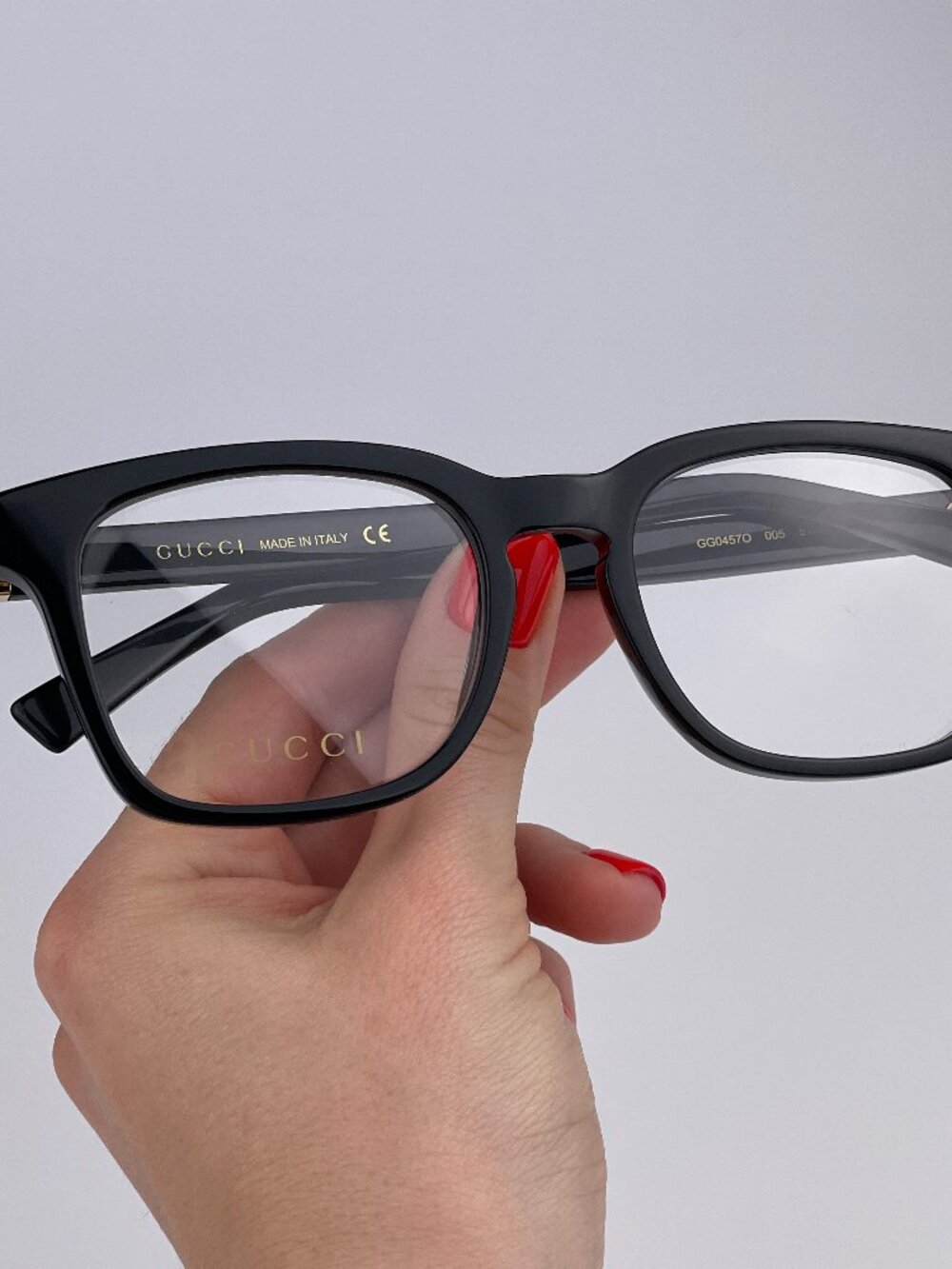 GUCCI GG0457O 005 BLACK GOLD SQUARE EYEGLASSES